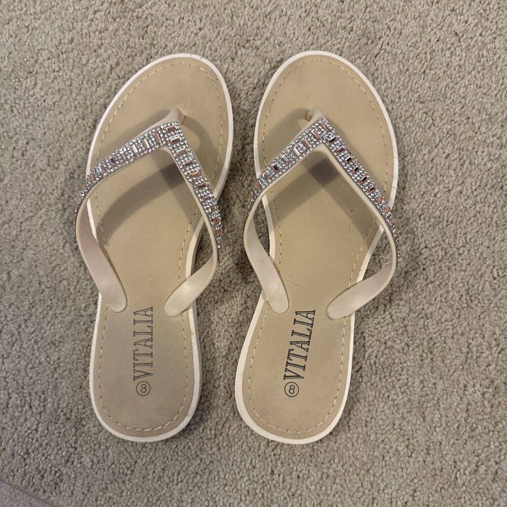 Vitalia  Women Summer  Sandals/ Thong Flat Flip Flops with Rhinestones